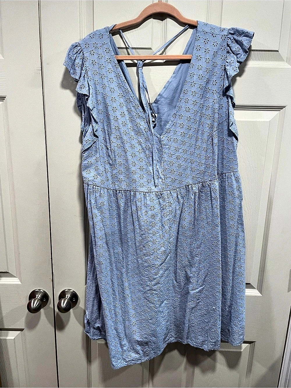 Jessica Simpson Blue Floral Eyelet Mini Dress size 4x